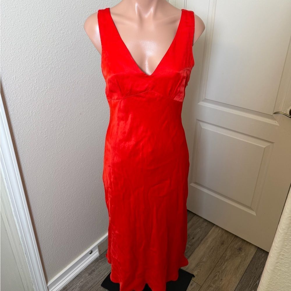 Ro & Zo Elegant Red Satin Sleeveless Dress Sz 8